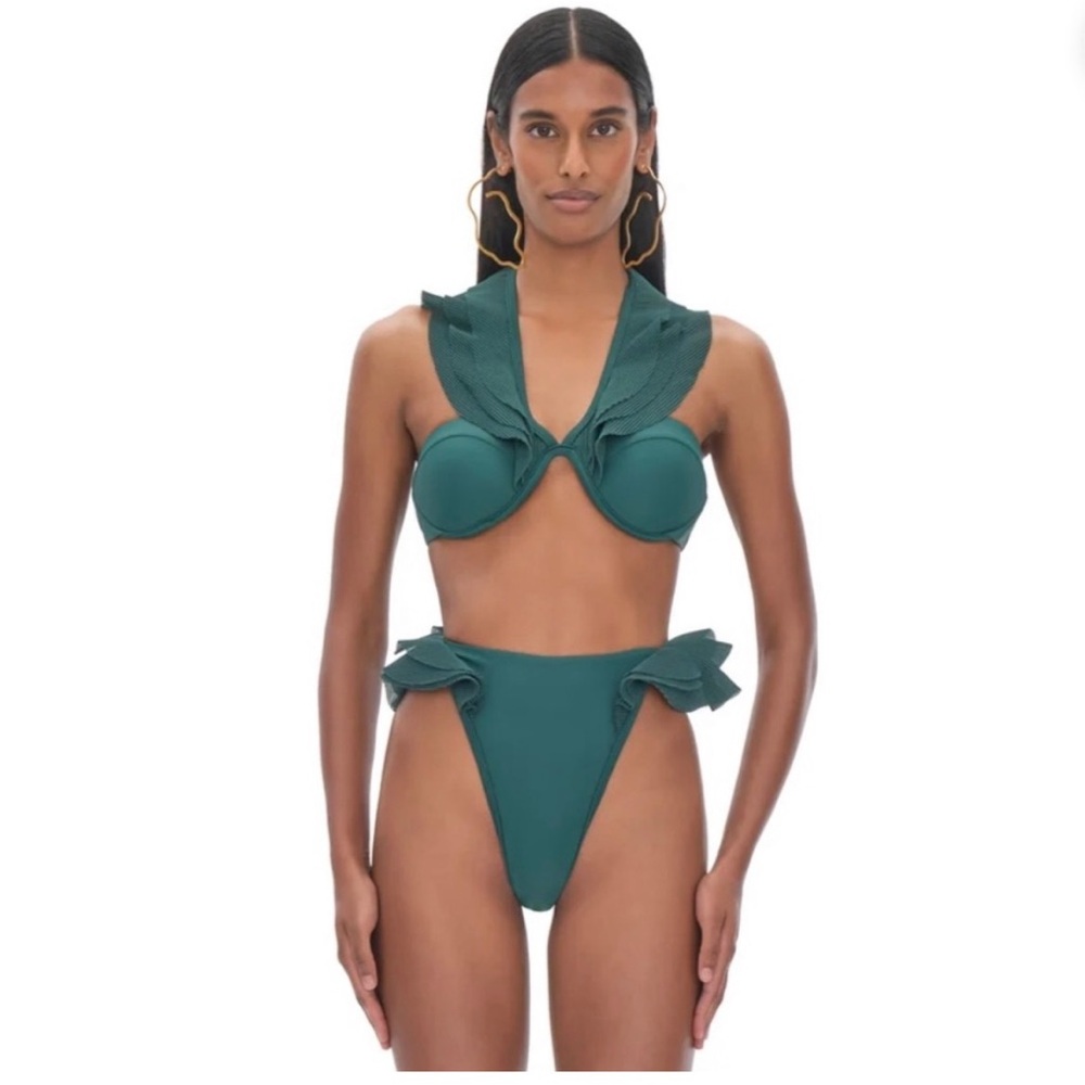 Andrea Iyamah Salama Bikini Swim Top (Small) Bottoms (Medium) High Waist NWT